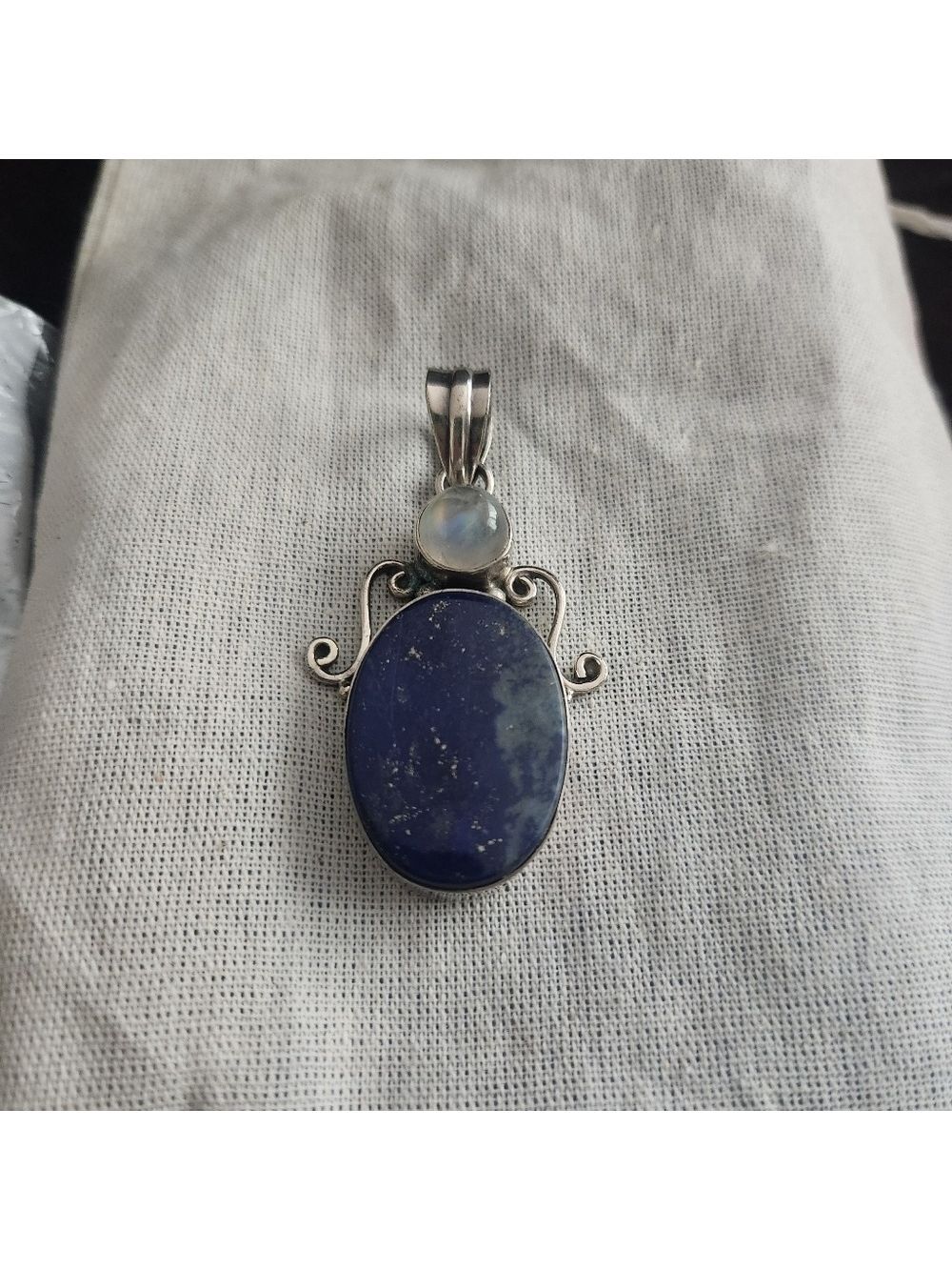 Moonstone & Lapis Pendant Silver,  For Women,Silver